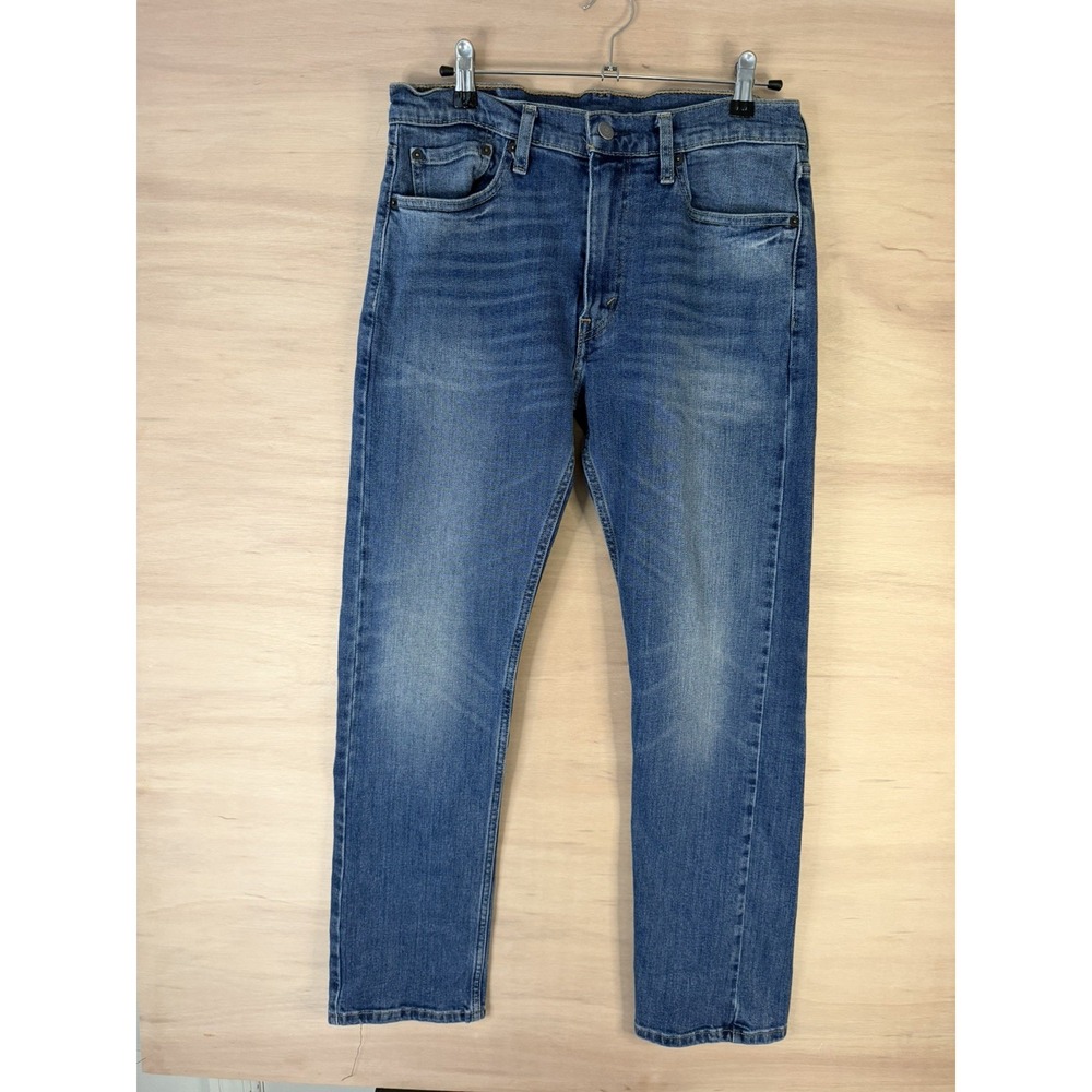 Levis 513 Jeans Mens 33x32 Slim Straight Distessed Faded Blue Denim FITS 32x30